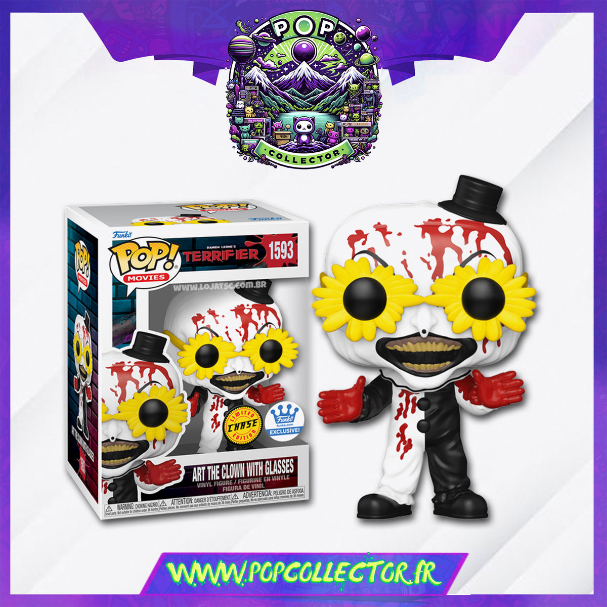 Funko Pop Horror Terrifier 1593 Art The Clown With Glasses Chase