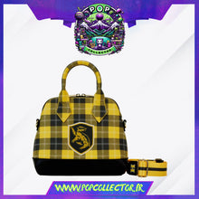 Carica l&#39;immagine nel visualizzatore di Gallery, Harry Potter Hufflepuff Patch Varsity Plaid Handbag Loungefly
