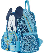 Charger l&#39;image dans la galerie, Mickey Mouse Hanukkah Sequin Glow Mini Backpack Loungefly
