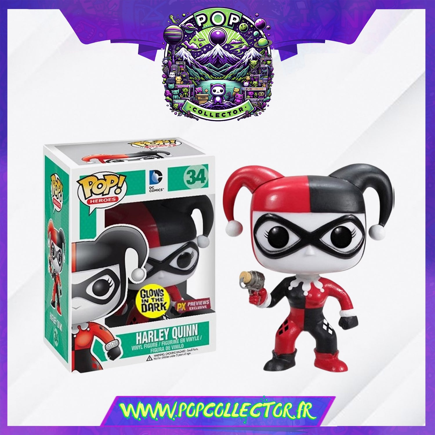 Funko Pop DC Comics Harley Quinn 34 Glow Px preview – Pop