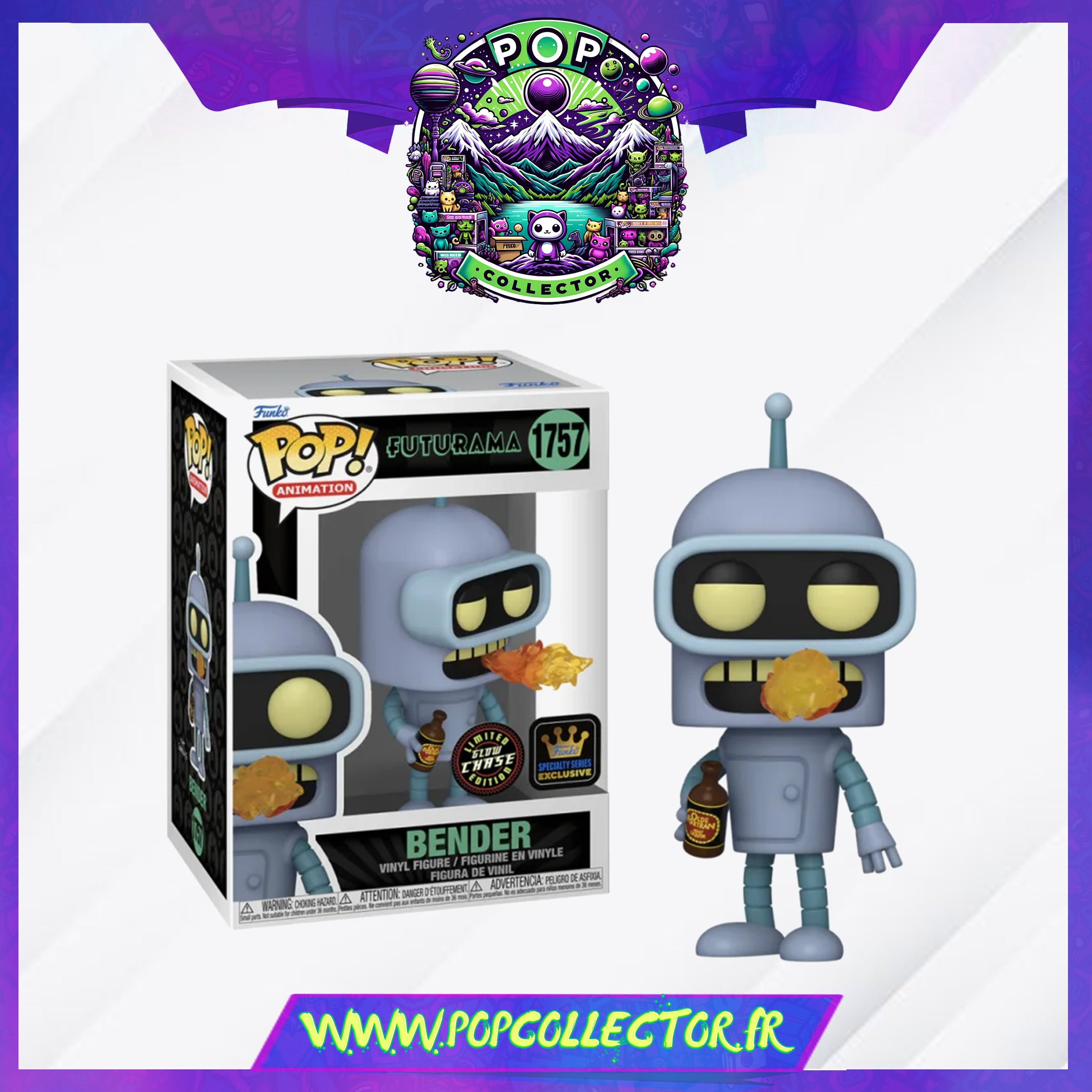 Figurine Pop Futurama #1757 pas cher : Bender [Chase] Glow in the Dark