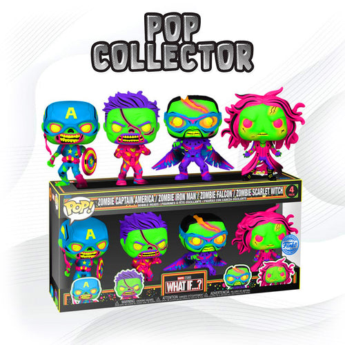 Funko Pop Blacklight What If Marvel 4 Pack Zombie Captain America / Iron Man / Falcon / Scarlet Witch