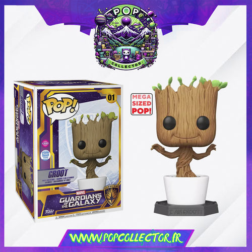 Funko Pop Marvel Guardians Of Galaxy Groot 01 - Megasize - 18 pouces Flocked Limited 1500 Piecess