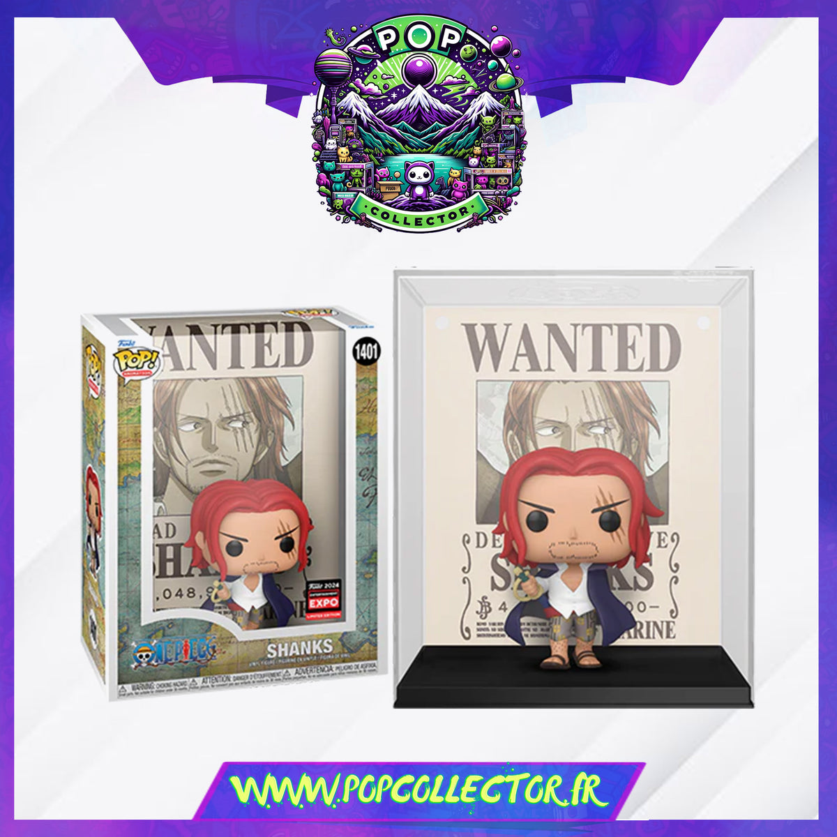 Funko Pop One Piece Pôster Wanted Shanks C2E2 Exclusive - One Piece - #1401 Funko Pop One Piece Pôster Wanted Shanks C2E2 Exclusive - One Piece - #1401