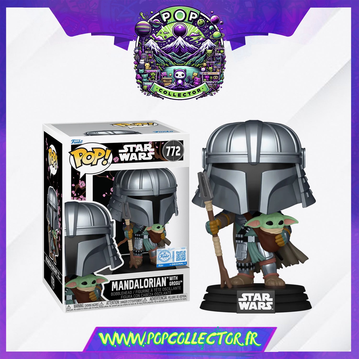 Funko Pop Star Wars Impressions 772 Samurai Mandalorian With Grogu 