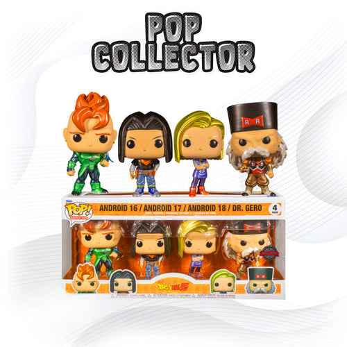 Funko Pop DBZ Dragon Ball Z Android 16 / Android 17 / Android 18 / Dr. Gero Metallic - 4 Pack