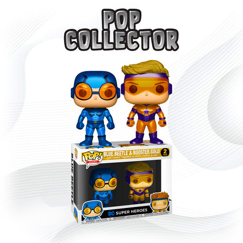 Funko Pop DC 2 pack Blue Beetle & Booster Gold Metallic