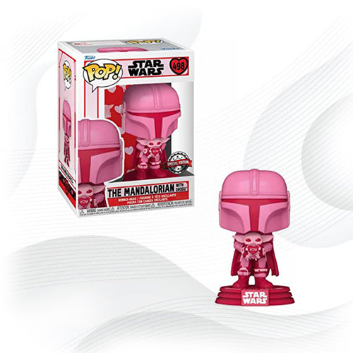 Funko Pop Star Wars Valentine Mandalorian With Grogu 498